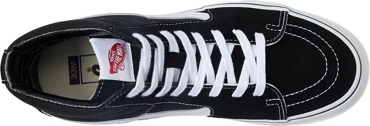 Vans SK8-Hi Wide Shoes Black/True White : Men's 7.5 - Women's 9 Wide, Canvas/Suede - Image 2