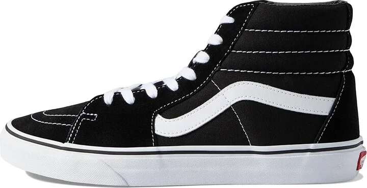 Vans SK8-Hi Wide Shoes Black/True White : Men's 7.5 - Women's 9 Wide, Canvas/Suede - Image 6