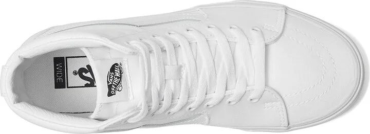 Vans SK8-Hi Wide Shoes Canvas True White : Men's 10 - Women's 11.5 Wide, Canvas/Suede - Image 2