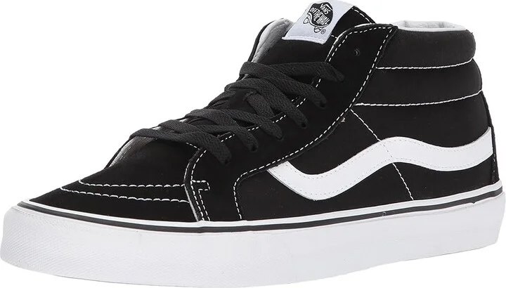 Vans SK8-Mid Reissue Skate Shoes Black/True White : Men's 3.5 - Women's 5 Medium, Canvas/Suede - Image 2