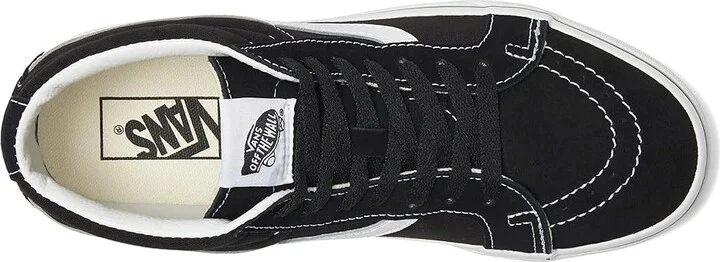 Vans SK8-Mid Reissue Skate Shoes Black/True White : Men's 3.5 - Women's 5 Medium, Canvas/Suede - Image 3