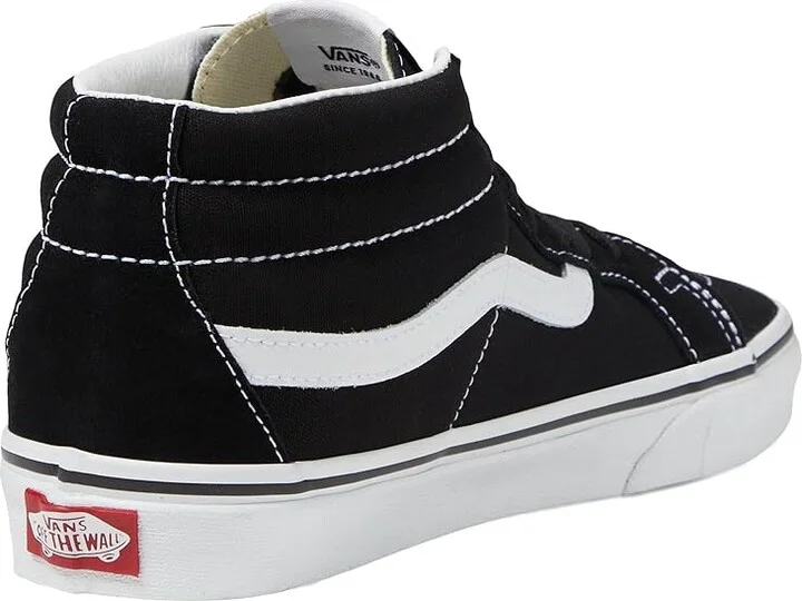 Vans SK8-Mid Reissue Skate Shoes Black/True White : Men's 3.5 - Women's 5 Medium, Canvas/Suede - Image 5
