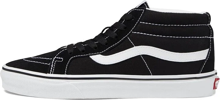 Vans SK8-Mid Reissue Skate Shoes Black/True White : Men's 3.5 - Women's 5 Medium, Canvas/Suede - Image 7
