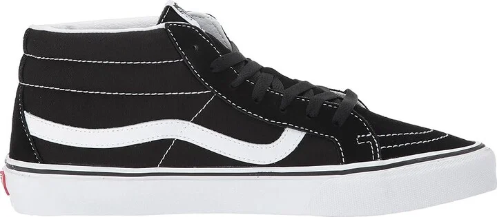 Vans SK8-Mid Reissue Skate Shoes Black/True White : Men's 3.5 - Women's 5 Medium, Canvas/Suede - Image 8