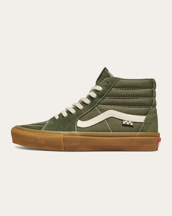 Vans Skate Sk8-Hi Shoes (Grape Leaf Green / Gum) - 6.5 Men 8.0 Women