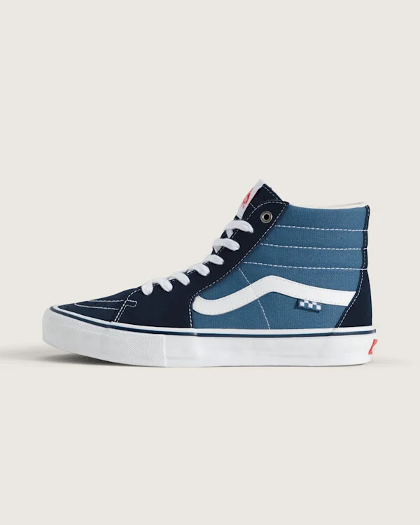 Vans Skate Sk8-Hi Shoes (Navy / White) - 3.5 Boys 5.0 Women