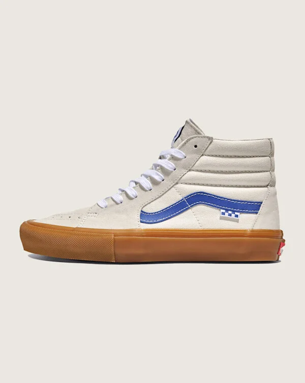 Vans Skate Sk8-Hi Shoes (White / Blue Gum) - 5.0 Boys 6.5 Women