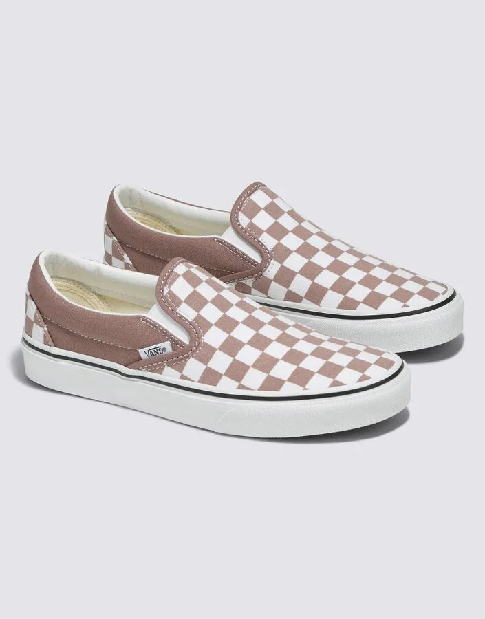 Vans Slip-on checkerboard sneakers in brown and white - Image 2