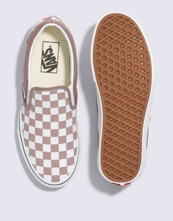 Vans Slip-on checkerboard sneakers in brown and white - Image 4