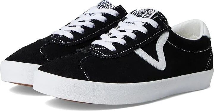 Vans Sport Low Athletic Shoes Black/White : Men's 4.5 - Women's 6 Medium, Leather/Suede