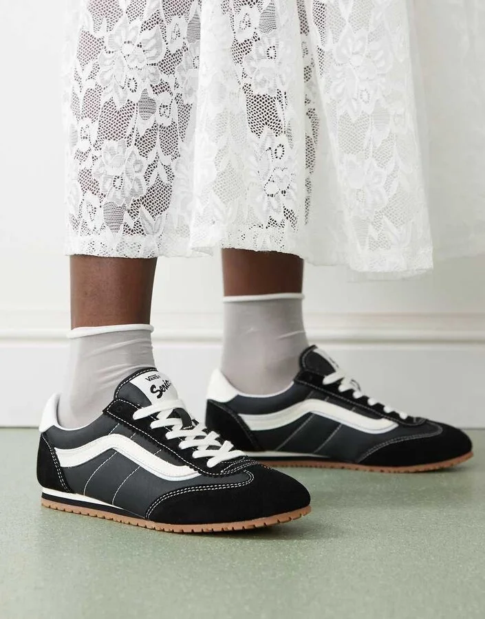 Vans Super Lowpro sneakers in black and white