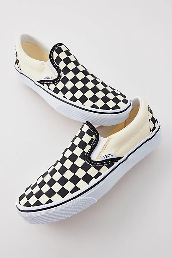 Vans Women's Classic Checkerboard Slip-On Sneaker in Black/Off White - Image 2