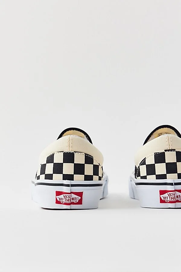 Vans Women's Classic Checkerboard Slip-On Sneaker in Black/Off White - Image 4