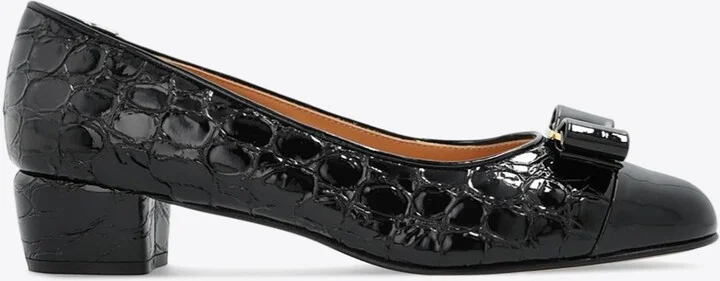 Vara 35 Croc-Embossed Leather Pumps