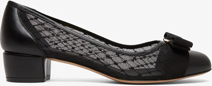 Vara black mesh pumps