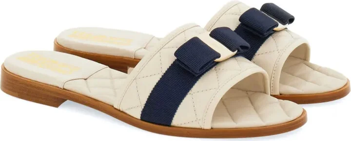 Vara Bow-appliqué quilted slides - Image 2