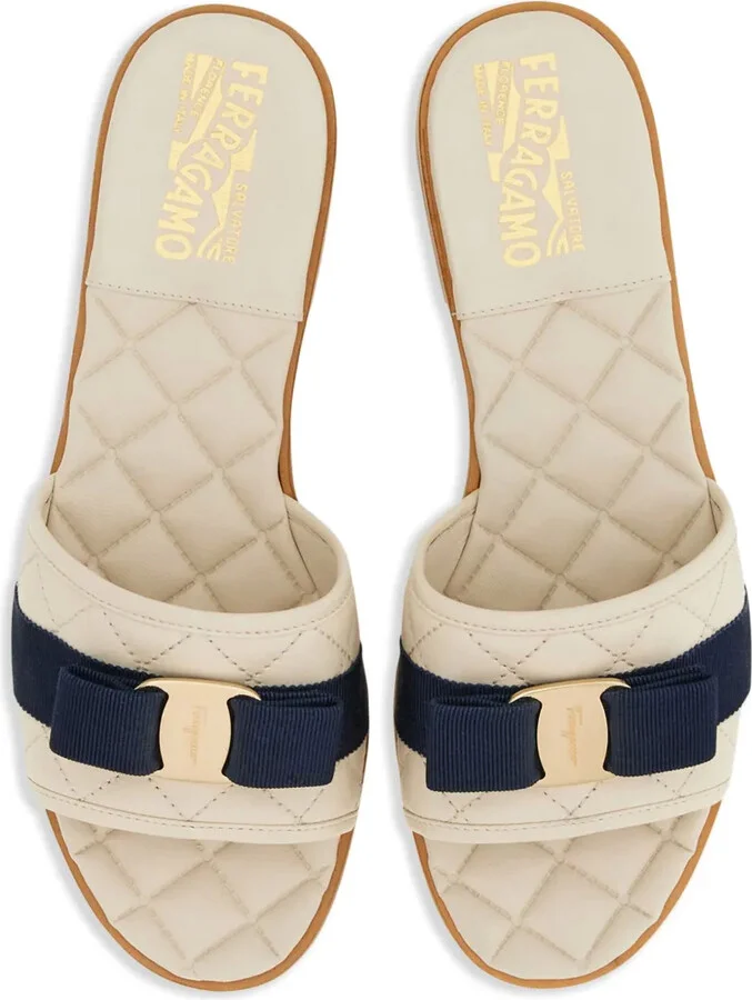 Vara Bow-appliqué quilted slides - Image 3