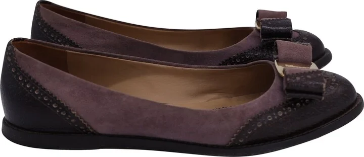 Vara Bow Ballet Flats in Brown Leather and Suede
