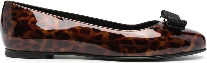 Vara-bow leopard-print ballerina shoes