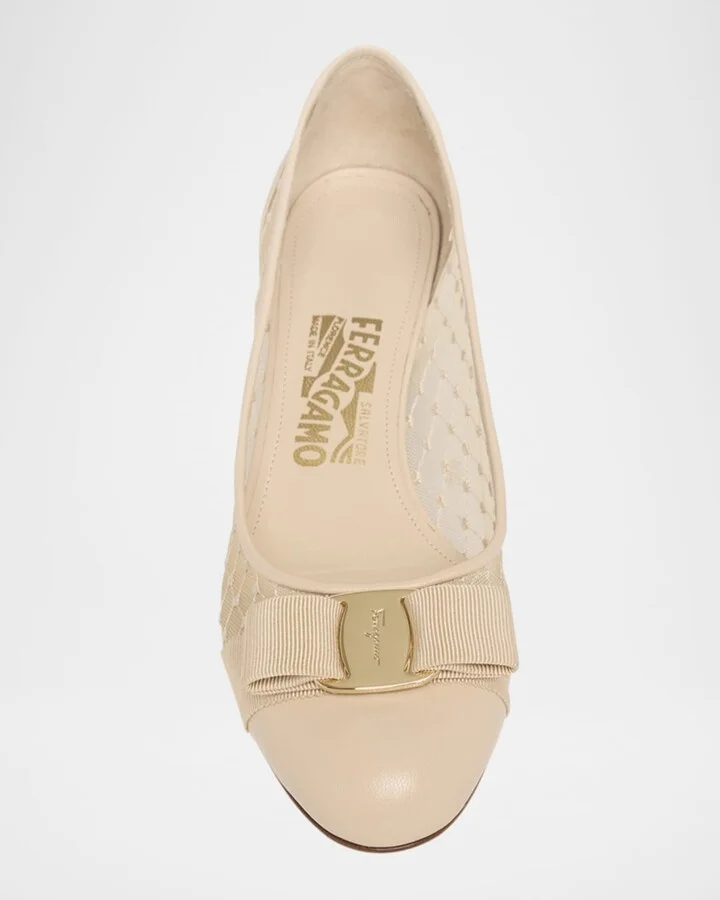Vara Bow Mesh Leather Pumps - Image 2