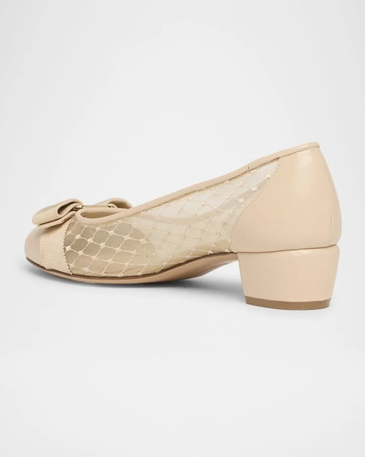 Vara Bow Mesh Leather Pumps - Image 3
