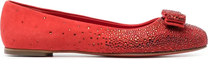 Vara-bow rhinestone-embellished ballerina shoes