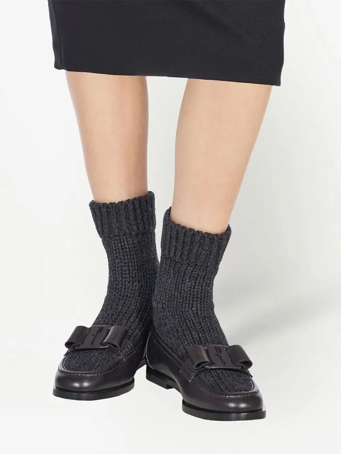 Vara bow sock-ankle loafers - Image 5