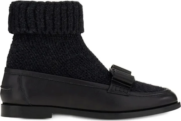 Vara bow sock-ankle loafers
