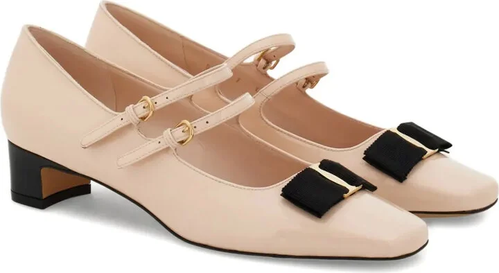 Vara Bow two-strap block-heel pumps - Image 2