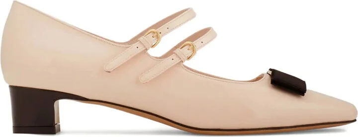 Vara Bow two-strap block-heel pumps