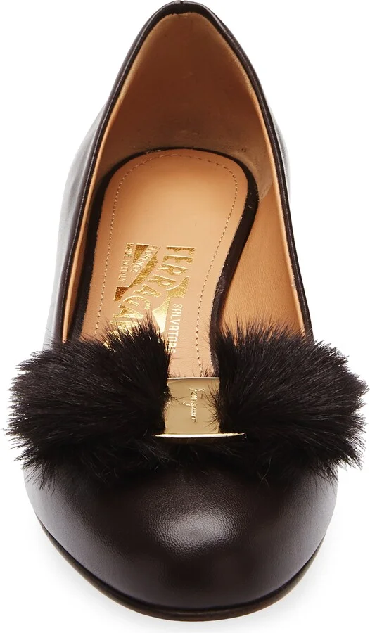 Vara Genuine Shearling Bow Pump - Image 4