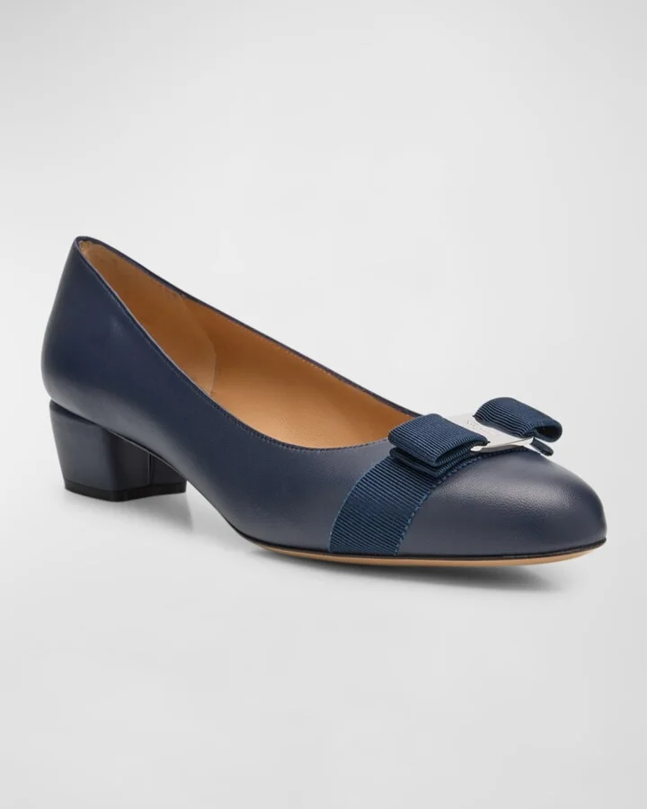 Vara Leather Bow Low Pumps - Image 3