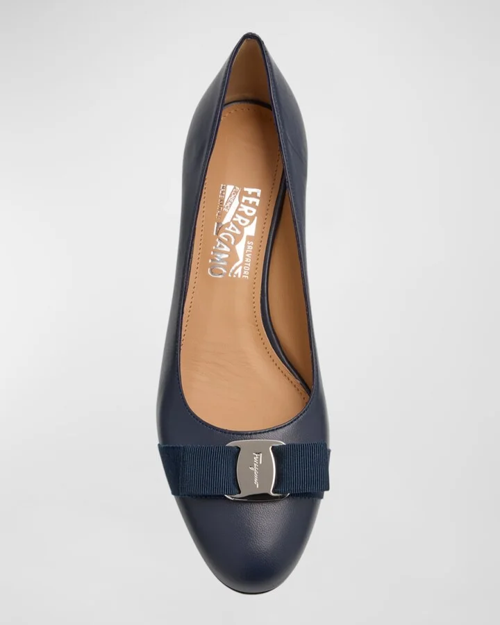 Vara Leather Bow Low Pumps - Image 6
