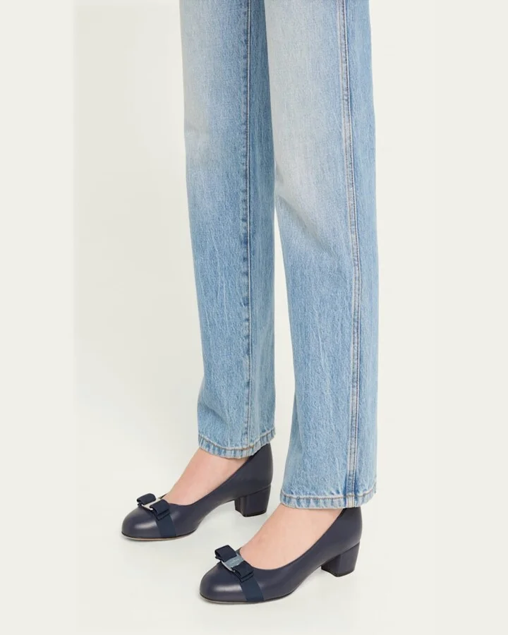 Vara Leather Bow Low Pumps - Image 5