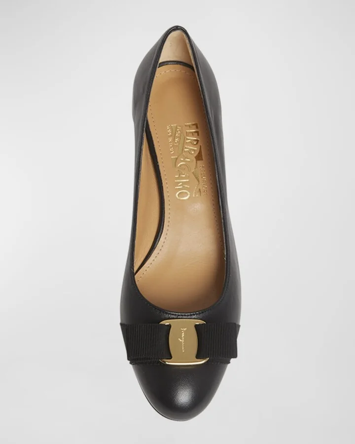 Vara Leather Bow Low Pumps - Image 2