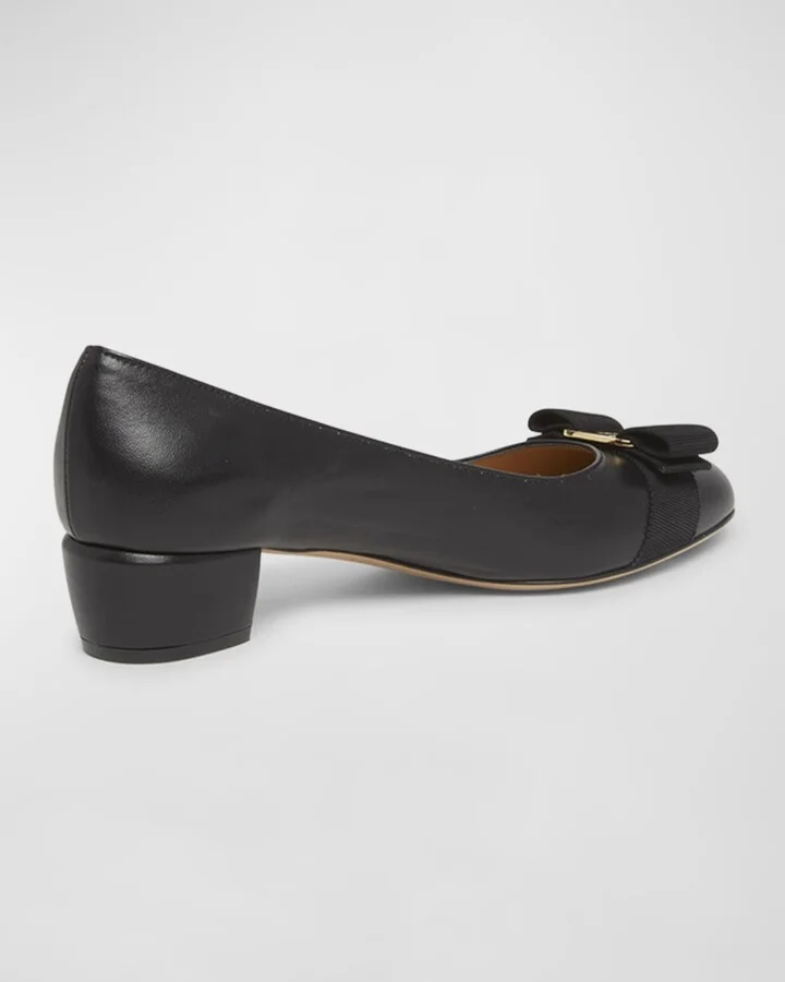 Vara Leather Bow Low Pumps - Image 5