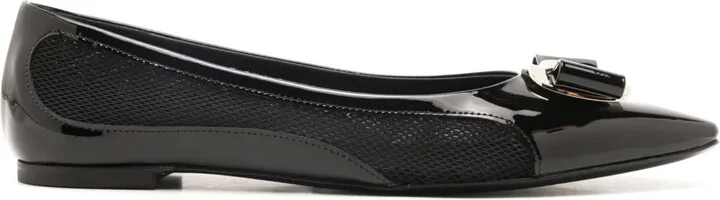 Vara mesh-paneling ballerina shoes