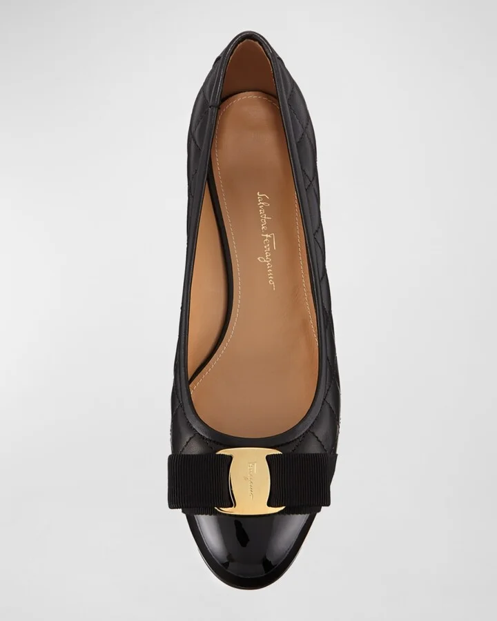 Vara Quilted Bow Ballet Pumps - Image 2
