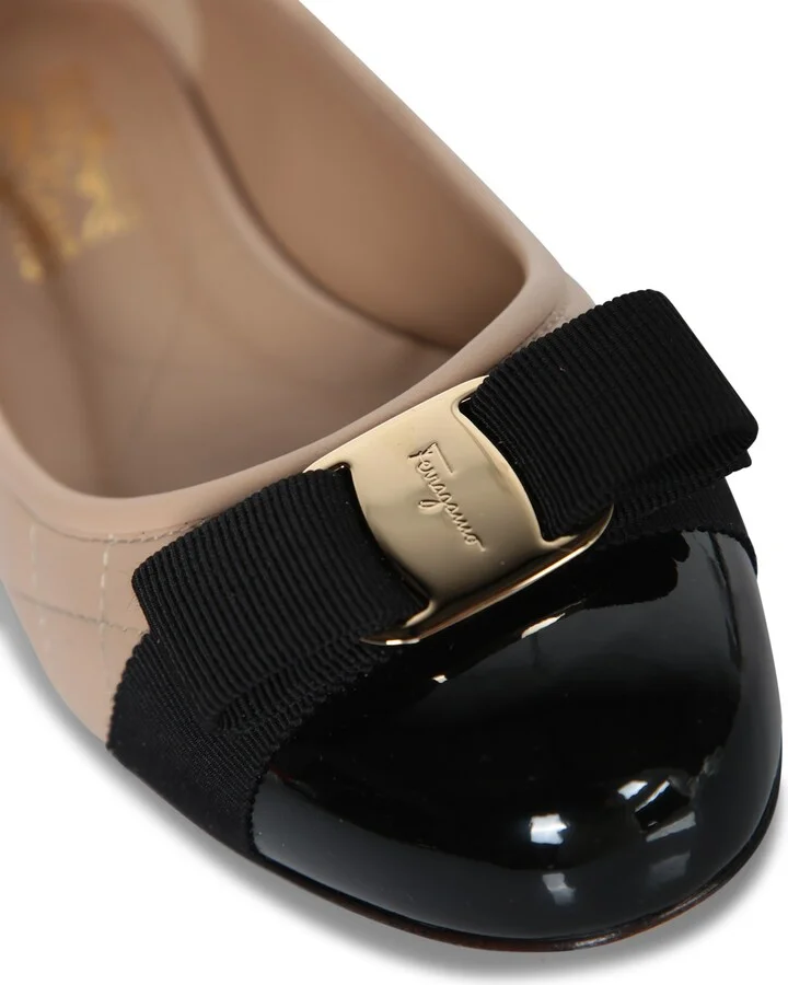 Vara Quilted Flat In Beige And Black - Image 4