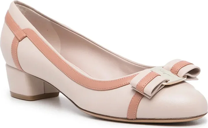 Vara stripe low-heel leather pumps - Image 2