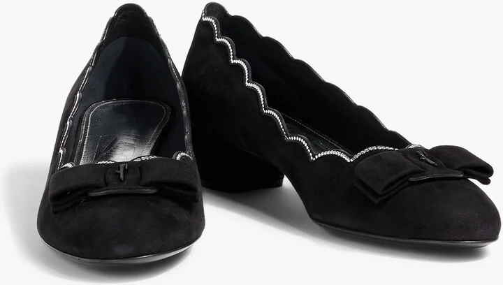 Vara studded scalloped suede pumps - Image 2
