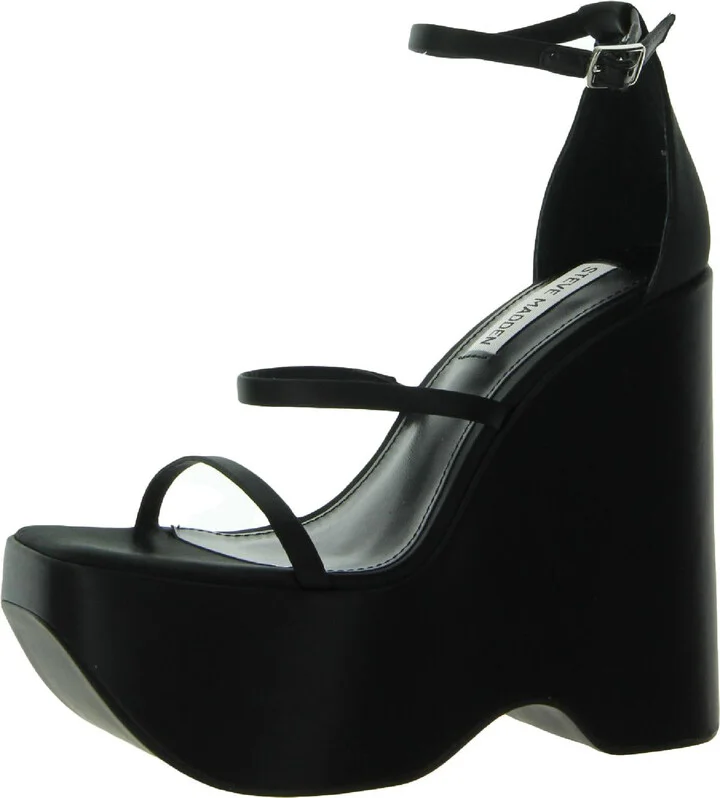 Varia Womens Satin Strappy Wedge Heels