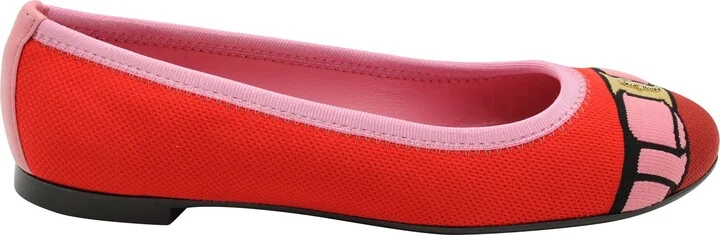 Varina Bow-accent Embroidery Knit Ballet Flats in Polyester