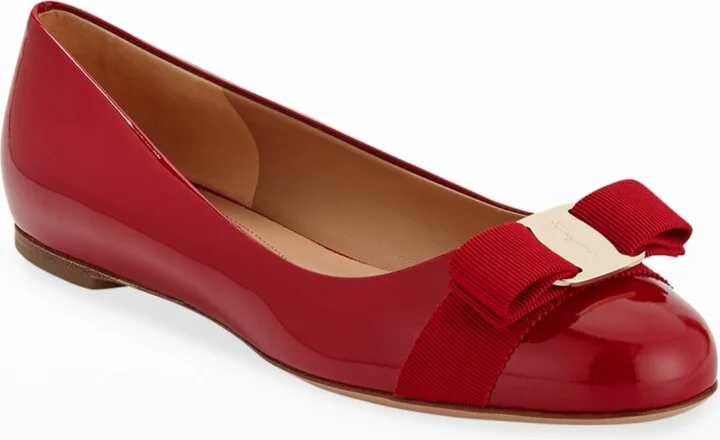 Varina Patent Leather Bow Ballerina Flats - Image 3