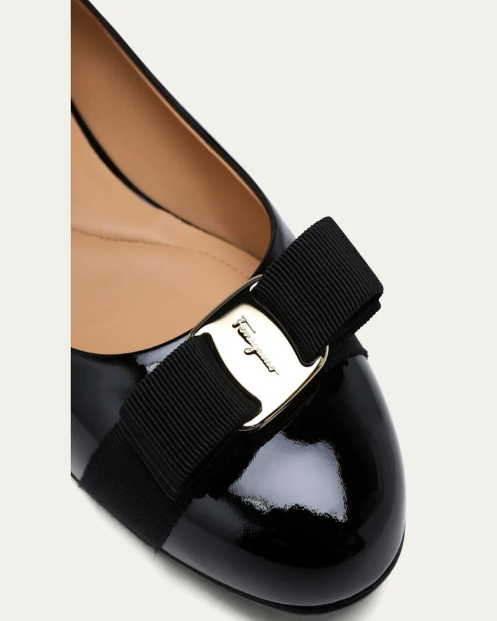 Varina Patent Leather Bow Ballerina Flats - Image 3