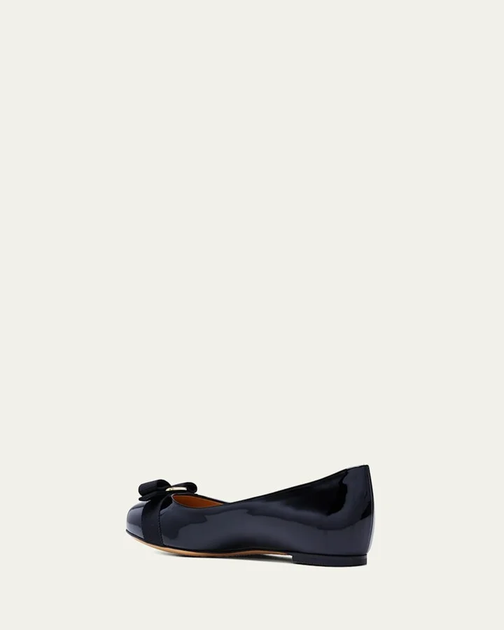 Varina Patent Leather Bow Ballerina Flats - Image 4
