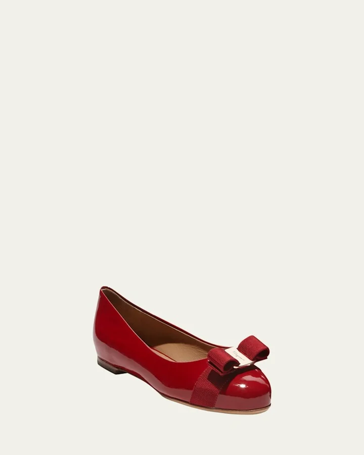 Varina Patent Leather Bow Ballerina Flats - Image 2