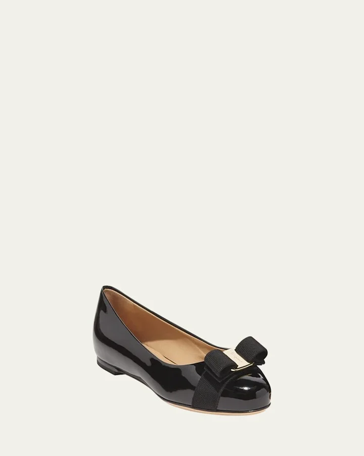 Varina Patent Leather Bow Ballerina Flats - Image 3