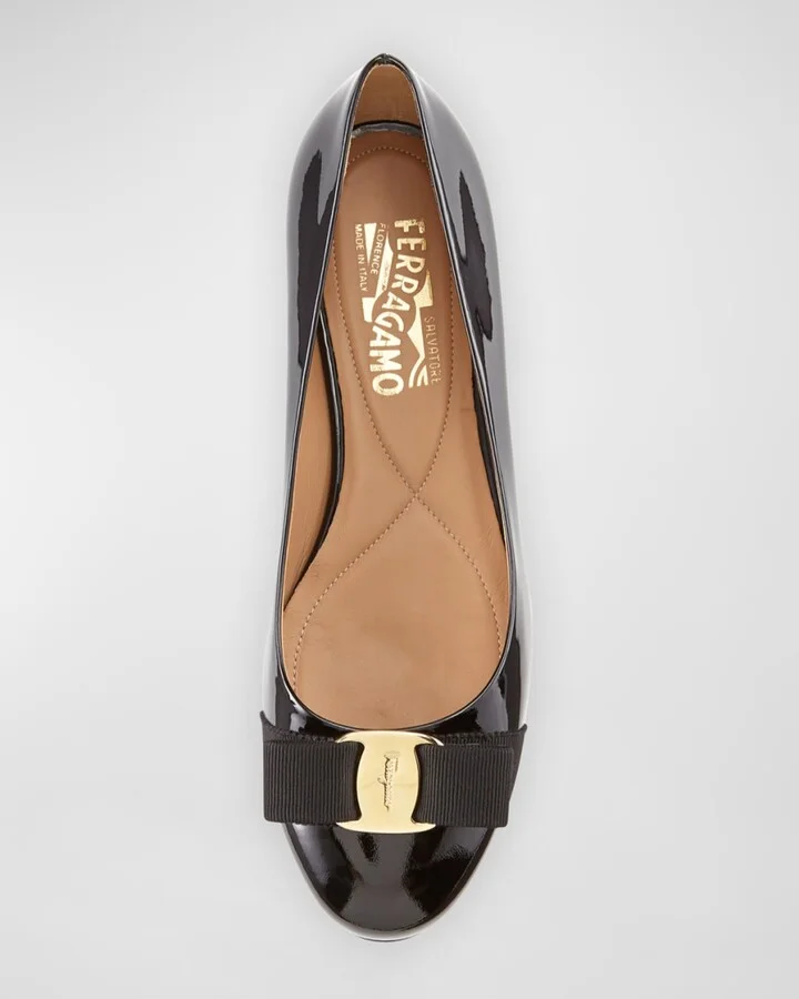 Varina Patent Leather Bow Ballerina Flats - Image 2