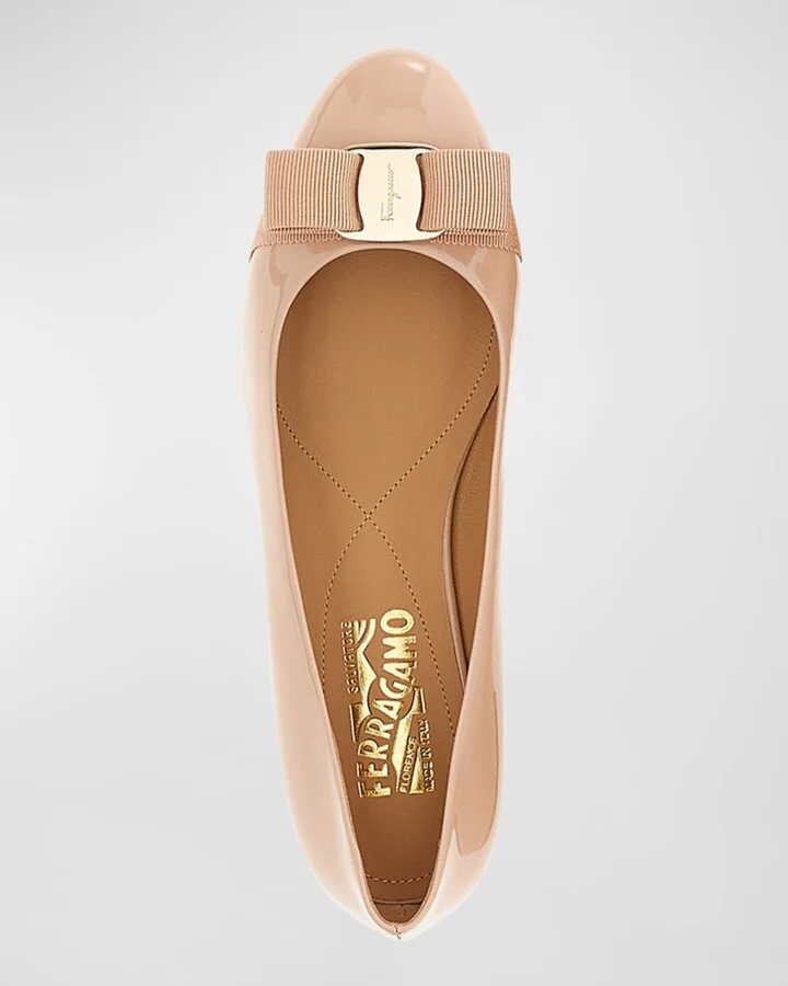 Varina Patent Leather Bow Ballerina Flats - Image 3